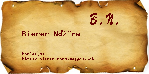 Bierer Nóra névjegykártya